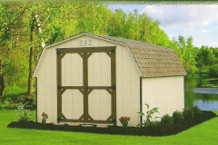 4' Mini Barn 10' x 14' Wood (Beige/Dark Brown/Cedar)